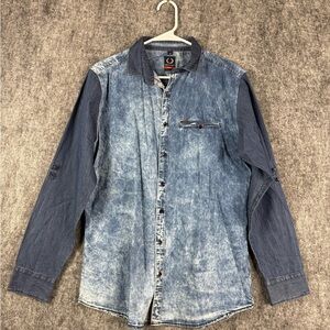 Vintage Style Acid Wash Denim Shirt by Silverleaf - Size L - Unique